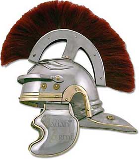 Imperial Rome Centurion Guard Helmet. The Main officers of the Imperial Roman guard were the Centurions, each in charge of 100 men, hence the name "century". These Centurion Generals wore adorned plumed helms that could be easily seen in battle.